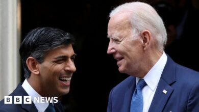 UK Prime Minister Rishi Sunak and US President Joe Biden after their talks at Downing Street in London