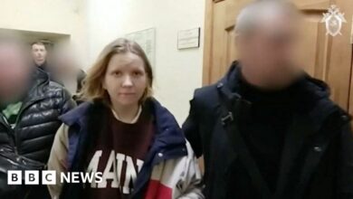Darya Trepova escorted to Russian Investigative Committee building in St Petersburg