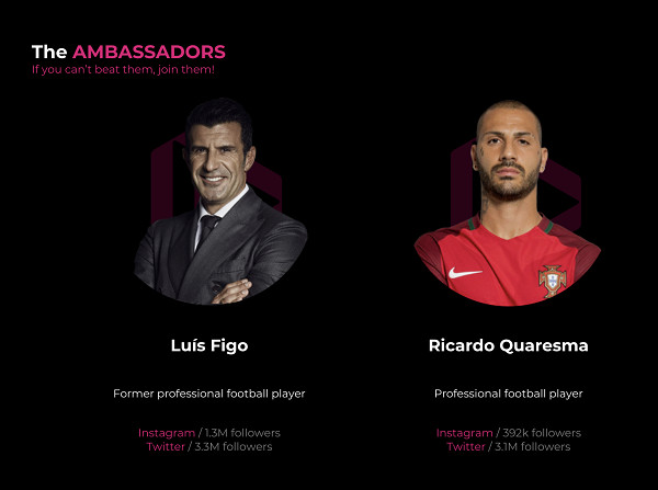 Das Blockchain-fähige Sport-Startup dotmoovs präsentiert Luís Figo und Ricardo Quaresma als Markenbotschafter