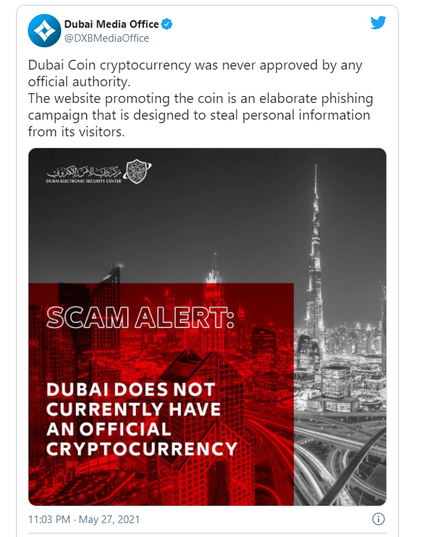 Der Wert von Dubaicoin stieg um mehr als 1000%, bevor die Behörden vor dem Betrug warnten