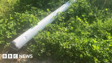 A flag pole that has been cut in Biddenham, Bedfordshire