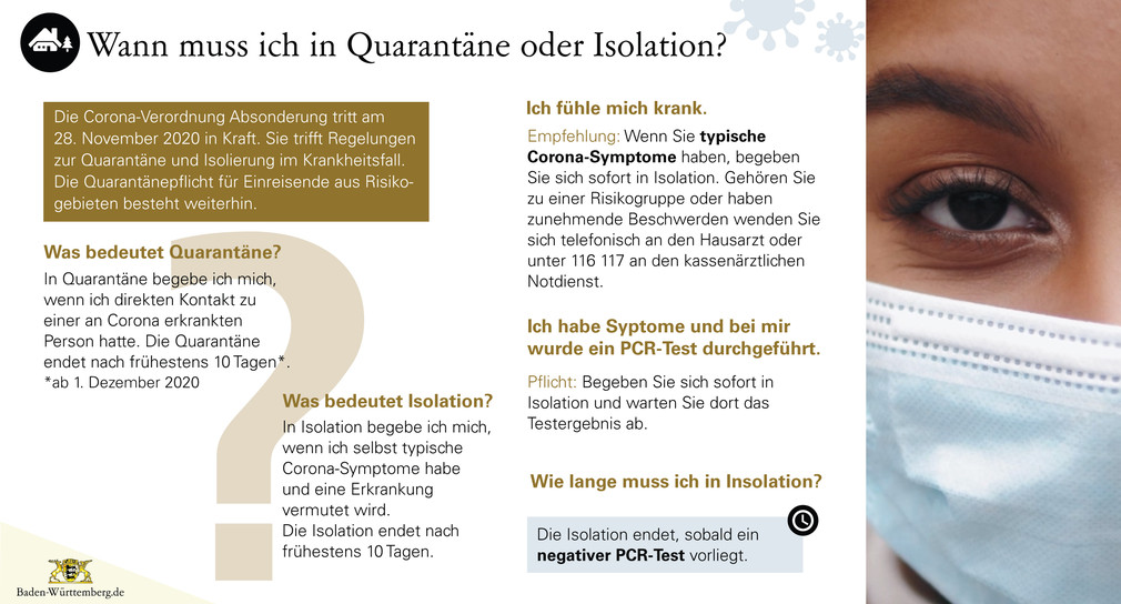 Neue Koronaregulierung für Quarantäne und Isolation