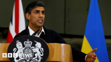 Rishi Sunak holds a press conference during Volodymyr Zelensky's visit to the UK on 8 February