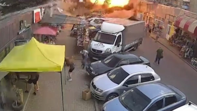 CCTV, wie der ukrainische Präsident Wolodymyr Selenskyj mitteilte, schien den Moment der Explosion zu zeigen