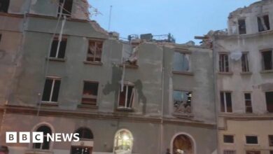 Destroyed apartment building in Lviv, western Ukraine. Photo: 6 July 2023